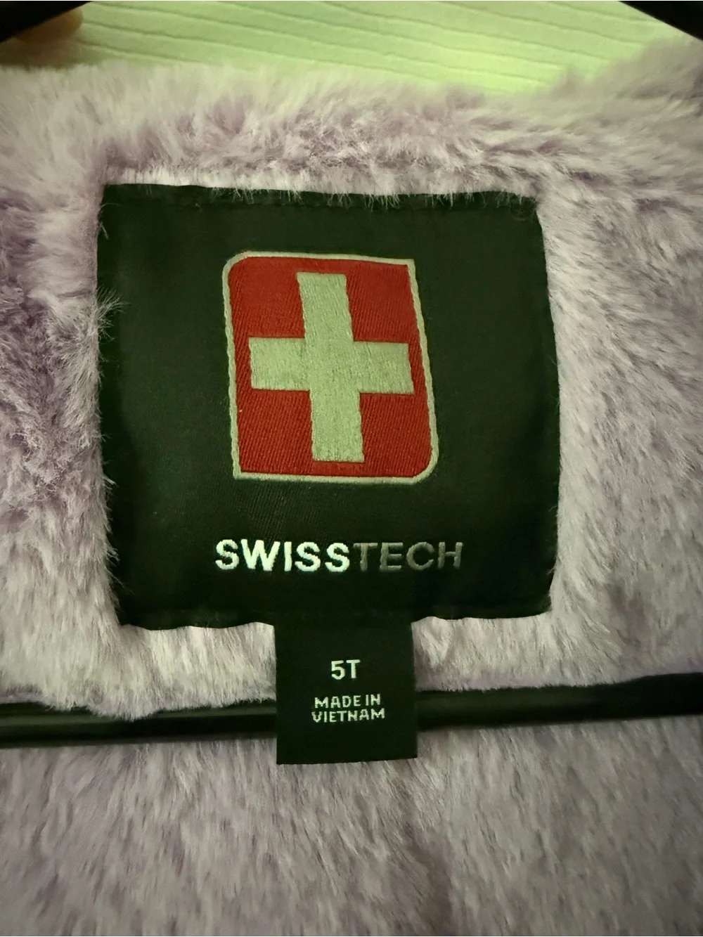 Swiss Tech White & Lavender Star Kids Puffer Jacket